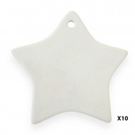 Keramik stjerne ornement til sublimation HVID 10-pak
