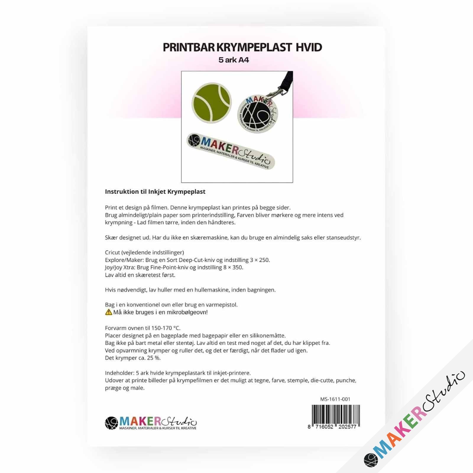 Printbar Krympeplast Hvid 5 stk A4