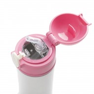 Drikkeflaske i stål med silikone sugerørs-top & pink hætte 360 ml 2 stk