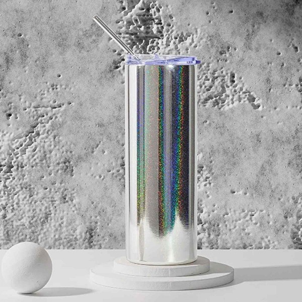 Stål tumbler 600 ml Sølvglitter  2 stk