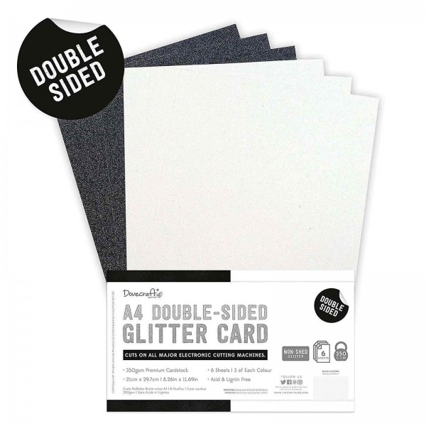 Double Sided Glitter Card stock A4 Black and white