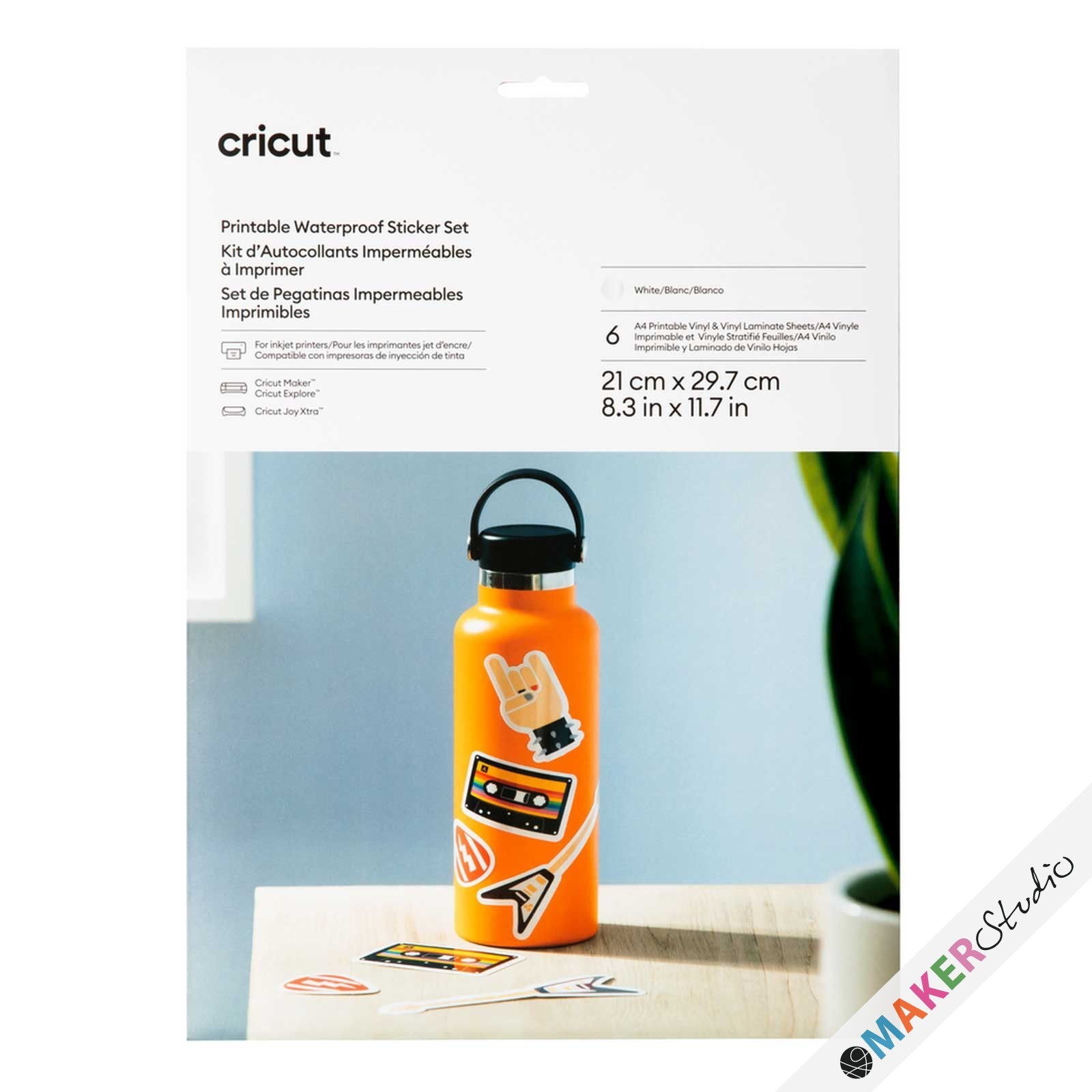 Cricut vandfaste klistermærkeark HVID A4 6stk