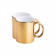 Keramisk krus 325 ml BLANK GULD 2 stk