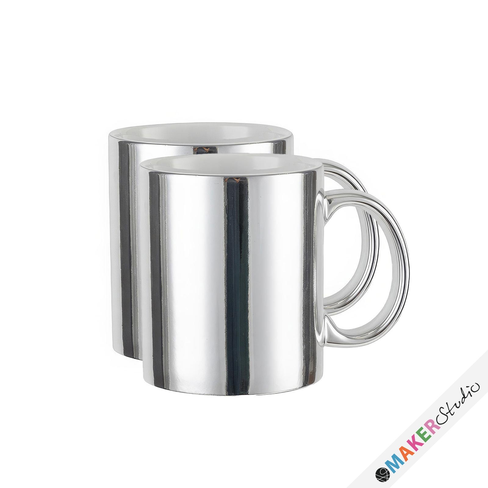 Keramisk krus 325 ml BLANK SØLV 2 stk
