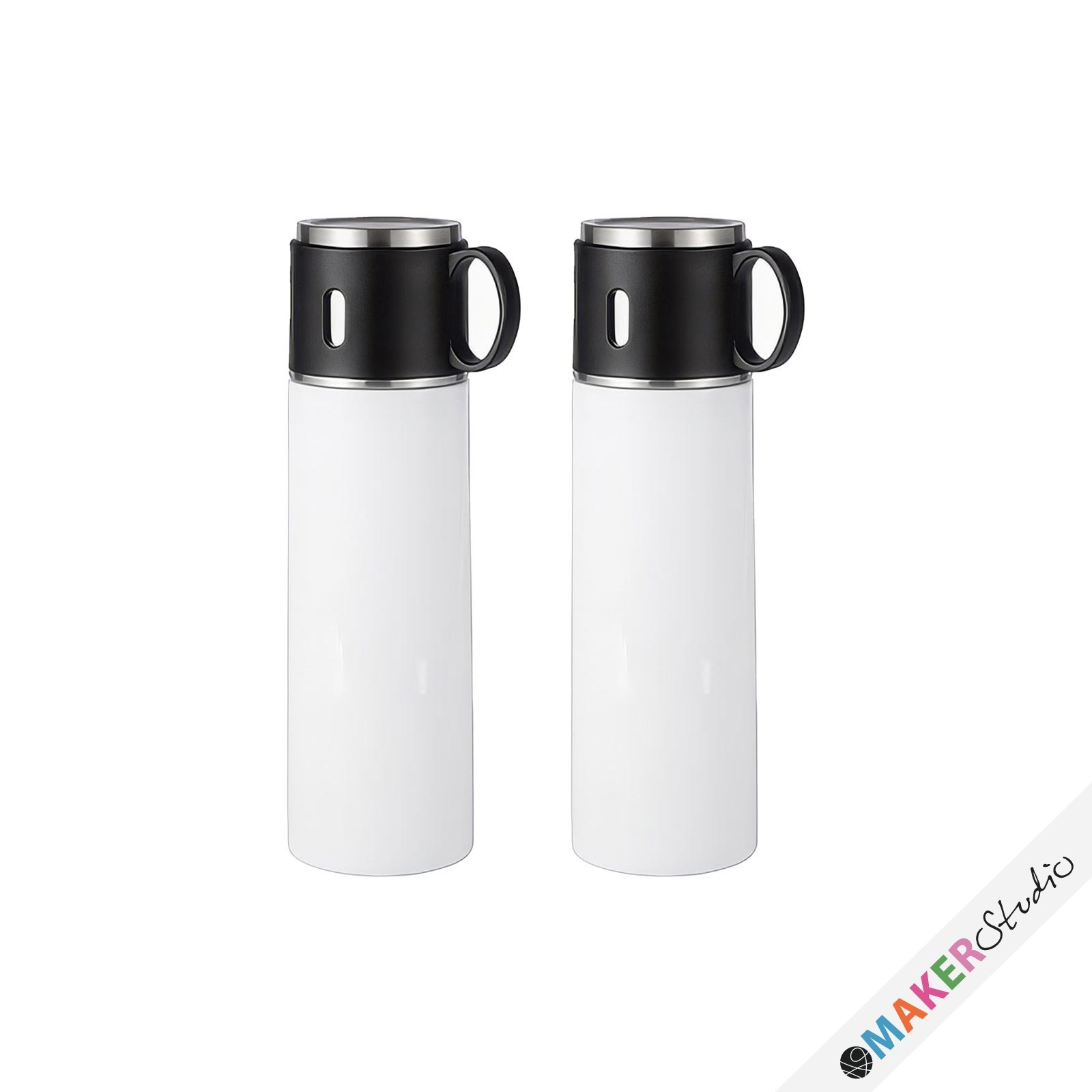 Termoflaske 500ml m/ kop HVID 2 stk