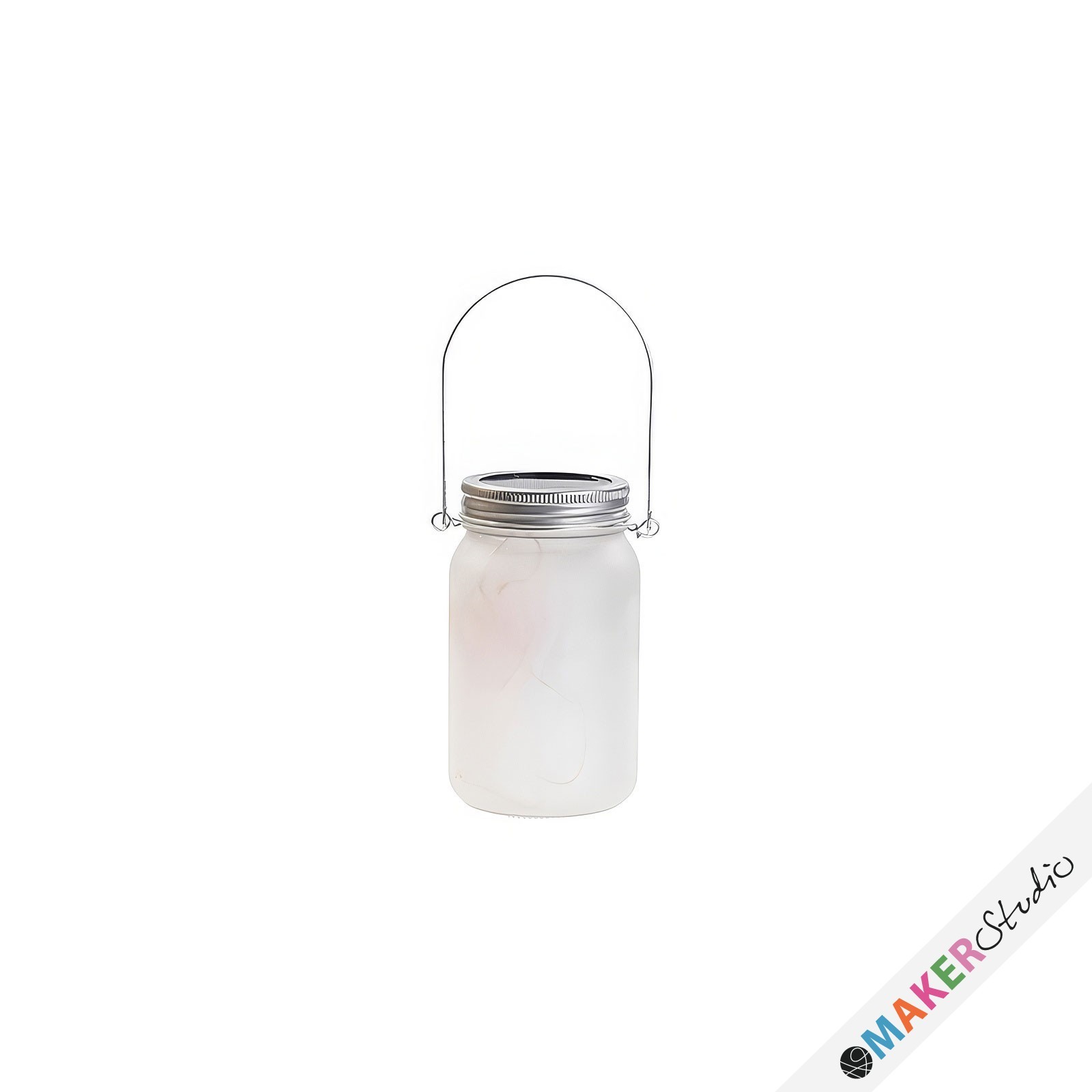 Mason Jar m/låg, lys og metalhåndtag 450 ml FROSTET 2 stk