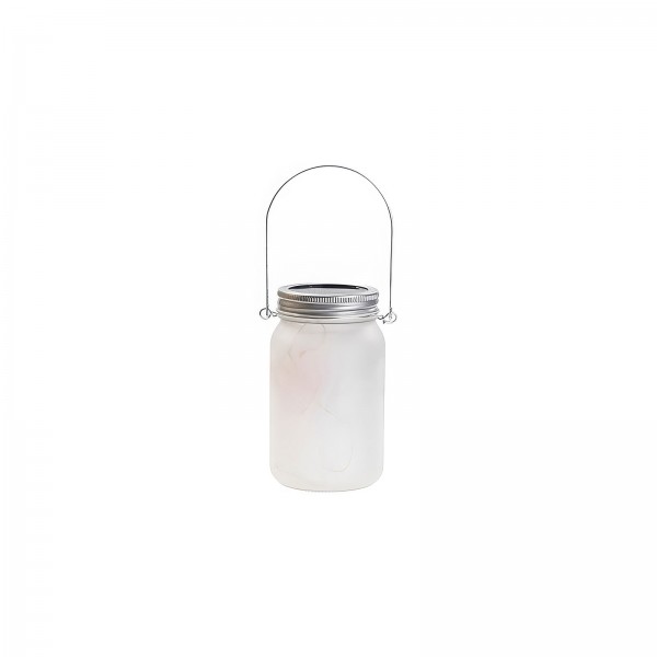 Mason Jar m/låg, lys og metalhåndtag 450 ml FROSTET 2 stk