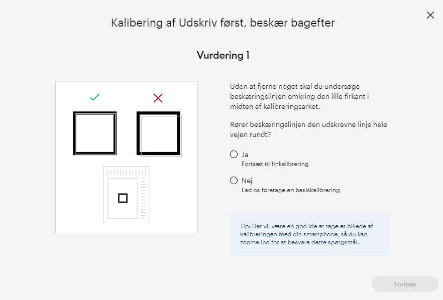 Lille firkant skåret